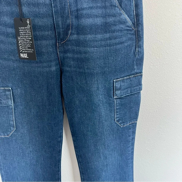 PAIGE NWT Dion 32 In. W/Cargo Pockets High Rise Utility Jeans Denim New Women 26 - Picture 7 of 12